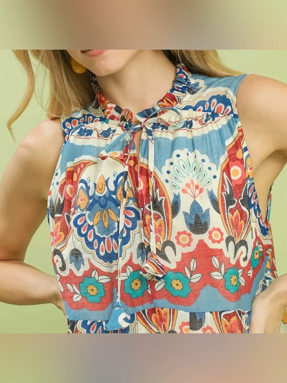 Umgee Colorful Paisley Midi Dress Boho Floral Romantic Enchanted Viscose Whimsy - Picture 2 of 14